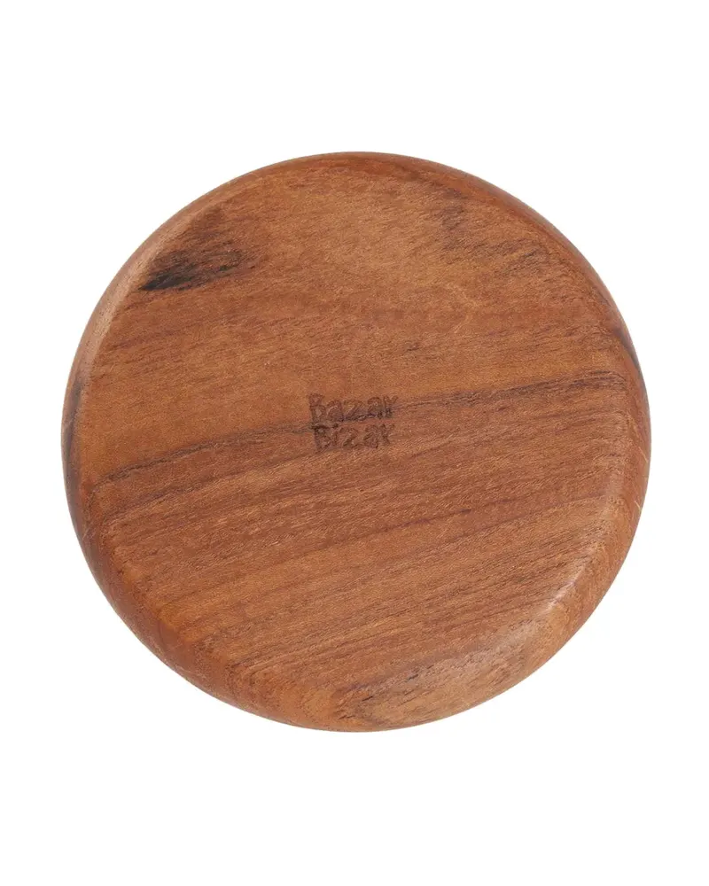 The VIP Coaster Untersetzer aus Teakholz von Bazar Bizar, Größe 11 × 11 × 2 cm, Natur, Ansicht 6