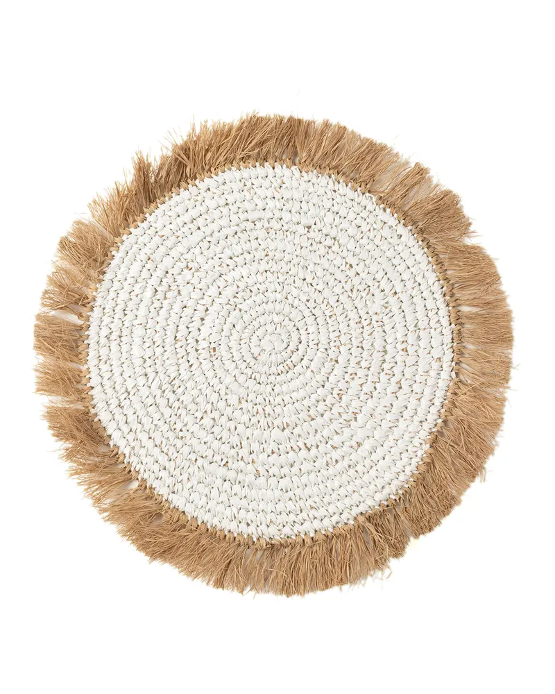 The Water Hyacinth Raffia Placemat, Platzset von Bazar Bizar, Größe 45 × 45 × 1 cm, Natur / Weiß, Ansicht 1