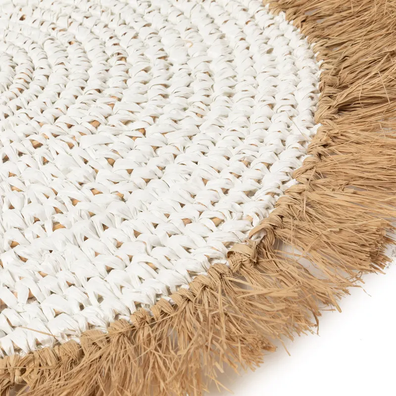 The Water Hyacinth Raffia Placemat, Platzset von Bazar Bizar, Größe 45 × 45 × 1 cm, Natur / Weiß, Ansicht 4