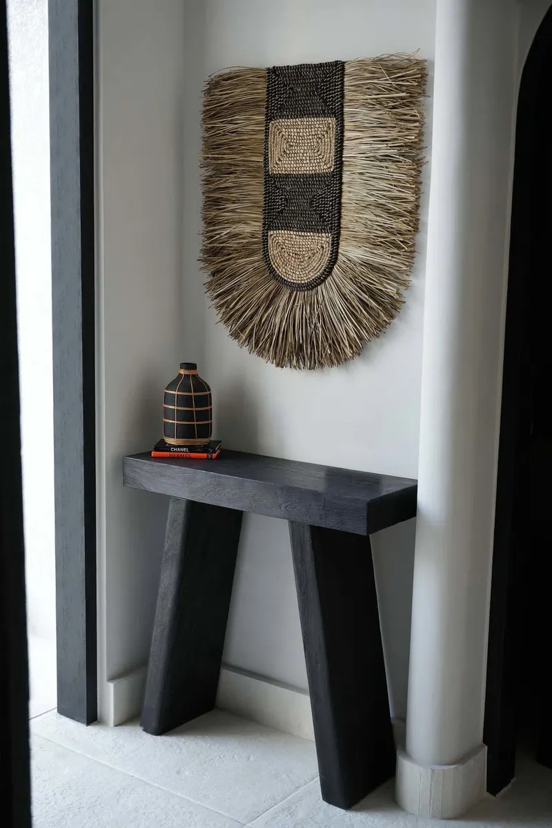 The Whoopy Vase aus Terrakotta und Rattan von Bazar Bizar, Größe M, Schwarz / Natur, Ansicht 2