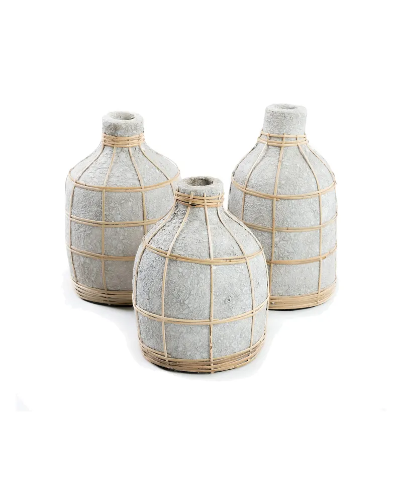The Whoopy Vase aus Terrakotta und Rattan von Bazar Bizar, Größe L, Beton-Natur, Ansicht 9