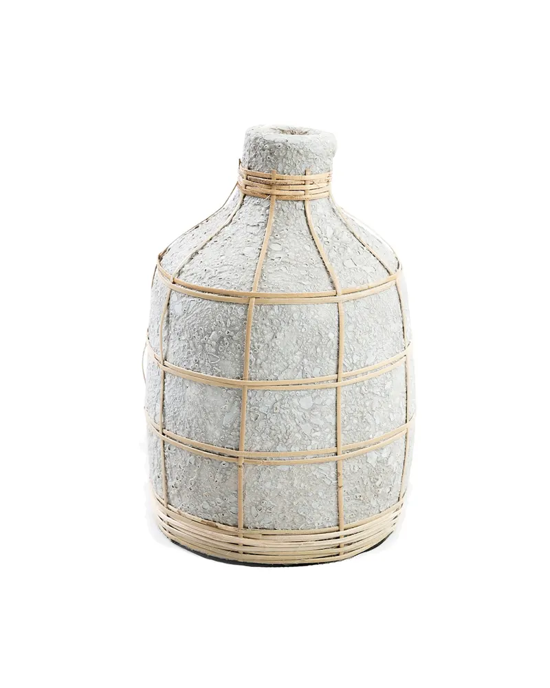 The Whoopy Vase aus Terrakotta und Rattan von Bazar Bizar, Größe M, Beton-Natur, Ansicht 1