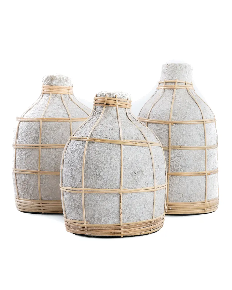 The Whoopy Vase aus Terrakotta und Rattan von Bazar Bizar, Größe M, Beton-Natur, Ansicht 7