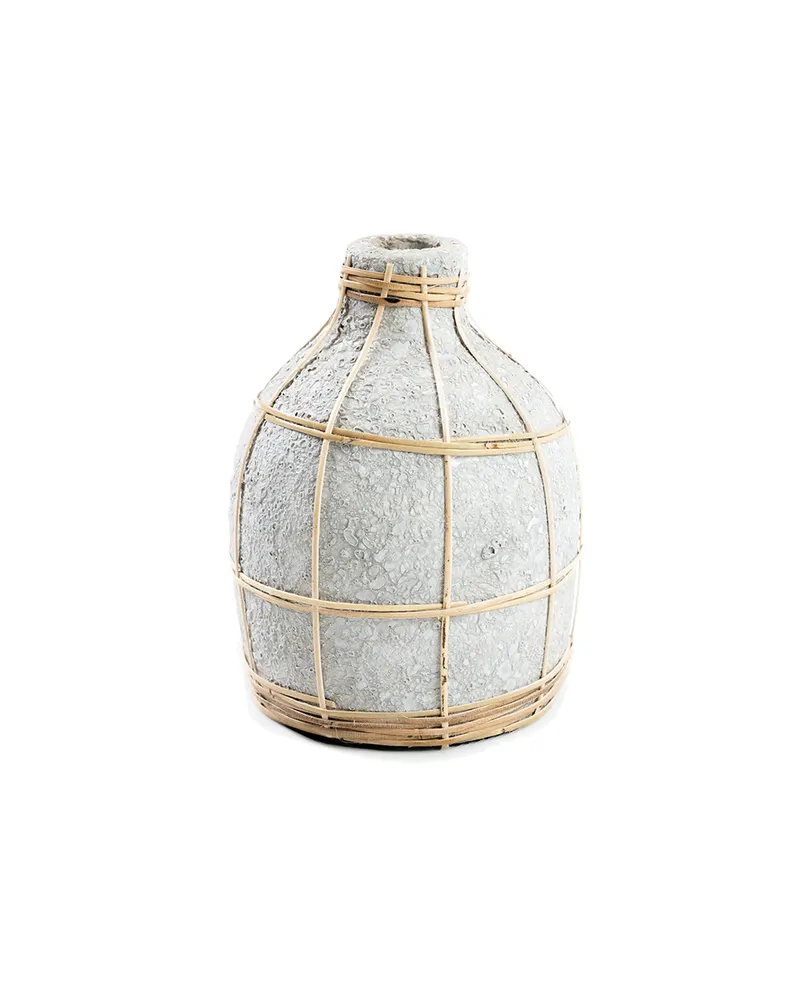 The Whoopy Vase aus Terrakotta und Rattan von Bazar Bizar, Größe S, Beton-Natur, Ansicht 1