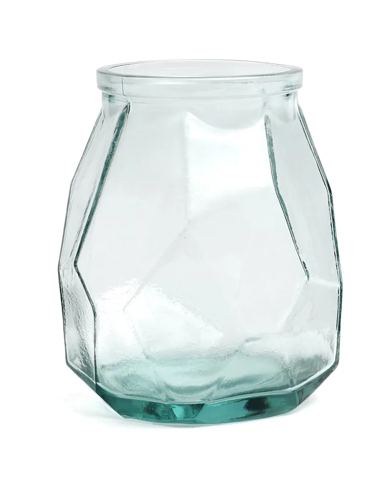 The Wide Origami Vase aus blauem Recyclingglas von Bazar Bizar, Größe 17 × 17 × 19 cm, Ansicht 5