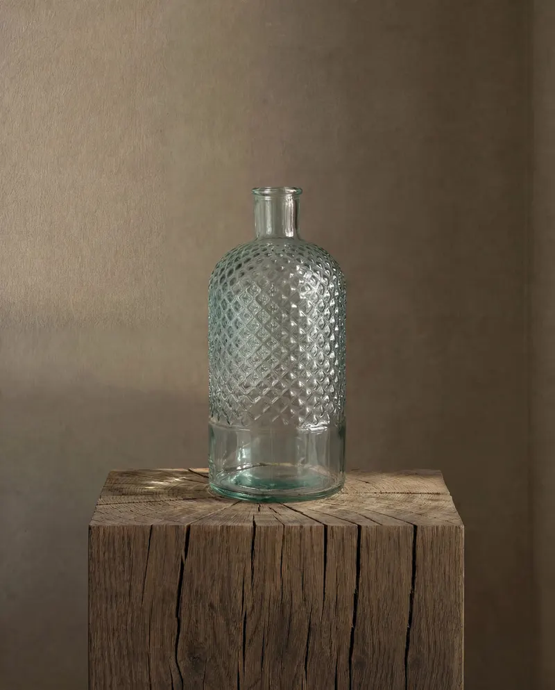 The Zuanshí Bottle, Getränkeflasche aus Recyclingglas von Bazar Bizar, Größe M, Blau, Ansicht 2