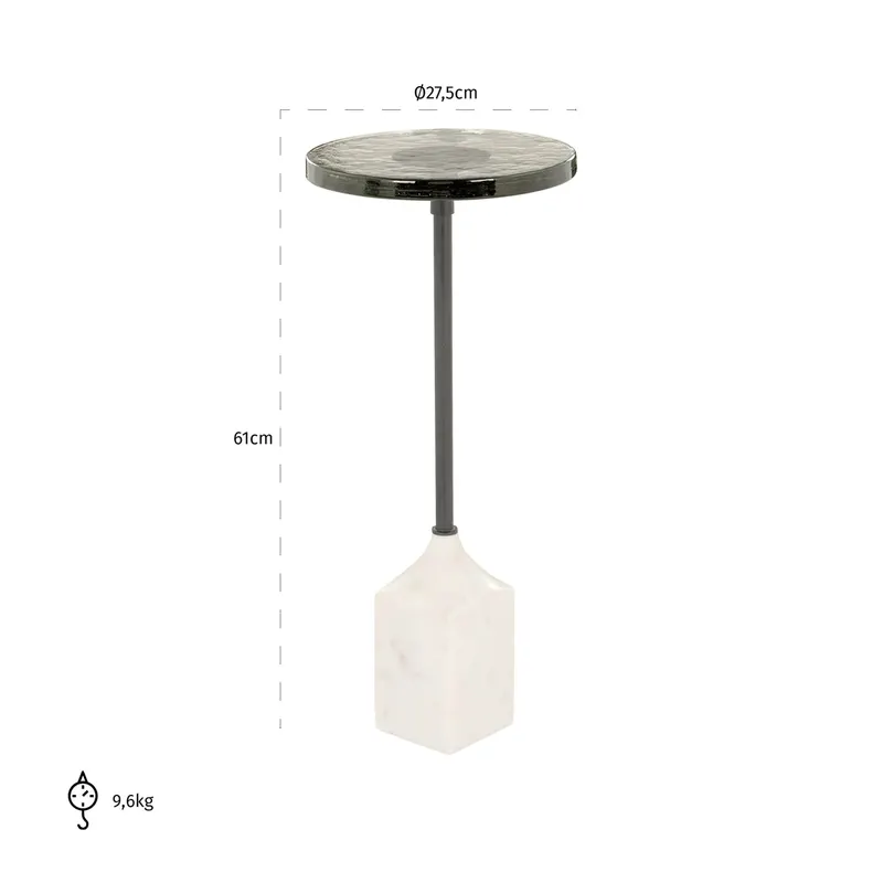 Beistelltisch Aurora, Weiß, 27Ø cm von Richmond Interiors, Maßzeichnung 3