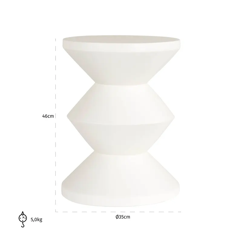 Beistelltisch Bloomstone Weiß, 35 Ø cm von Richmond Interiors, Maßzeichnung 2