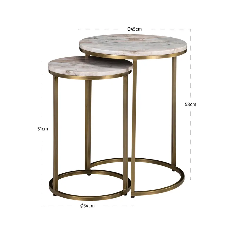 Beistelltisch Bottega, Blush beige, 2er-Set von Richmond Interiors, Maßzeichnung 8