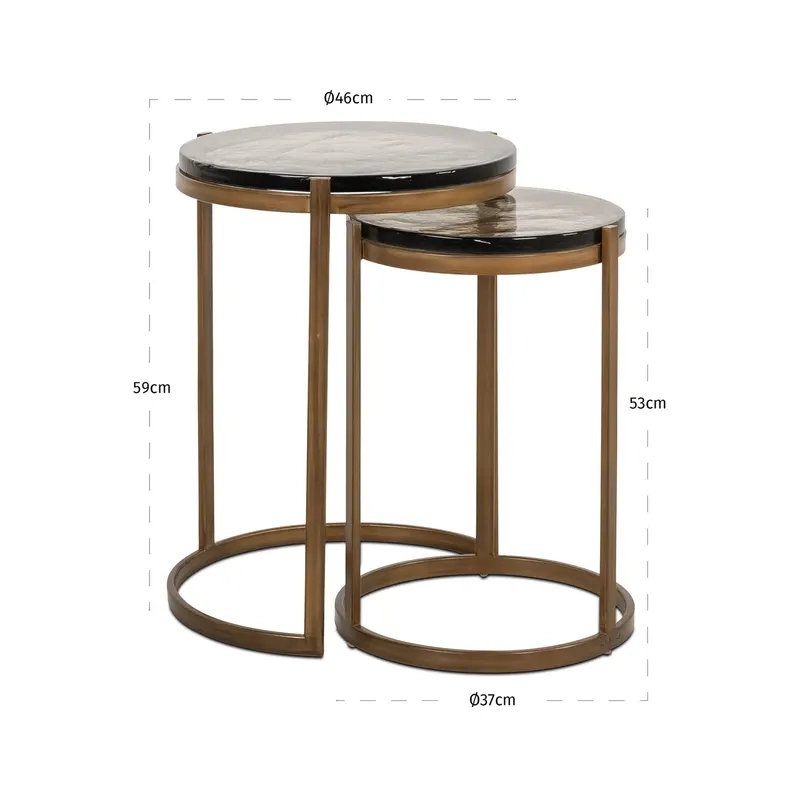 Beistelltisch Cleo, Goldfarben, 2er-Set von Richmond Interiors, Maßzeichnung 8