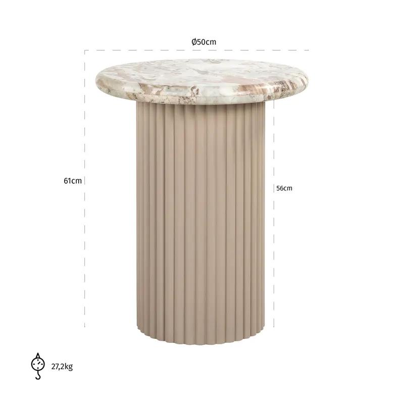 Beistelltisch Coronel, Blush beige von Richmond Interiors, Maßzeichnung 6