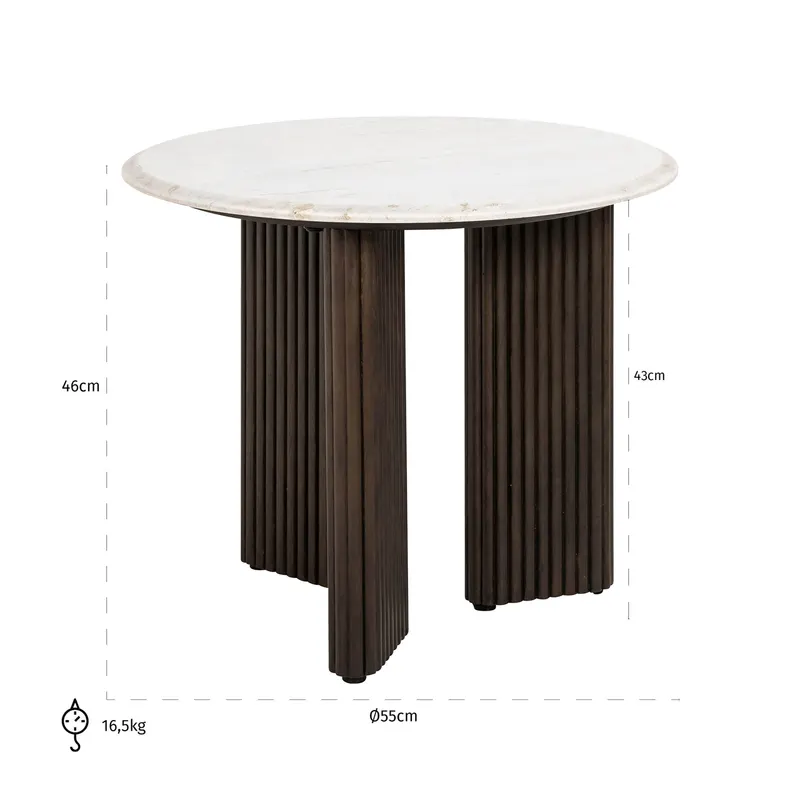 Beistelltisch Mayfield, Braun, 55Ø cm von Richmond Interiors, Maßzeichnung 6
