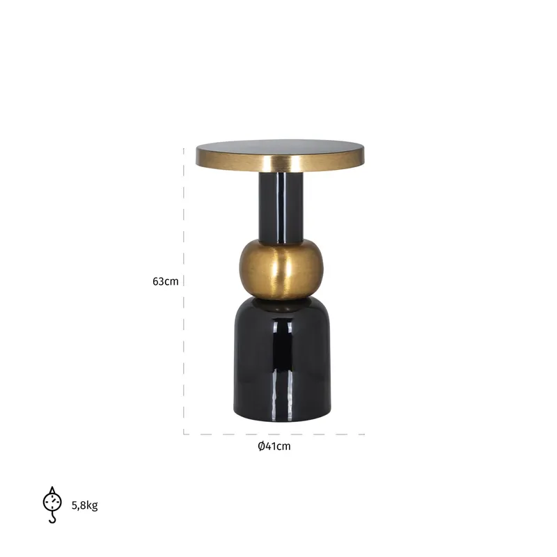 Beistelltisch Mose, Schwarz, 41Ø cm von Richmond Interiors, Maßzeichnung 4