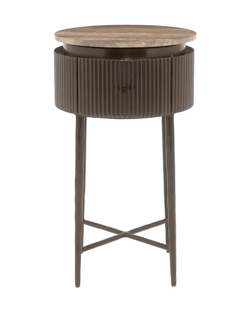 Beistelltisch Russo in Ash brown mit Travertin