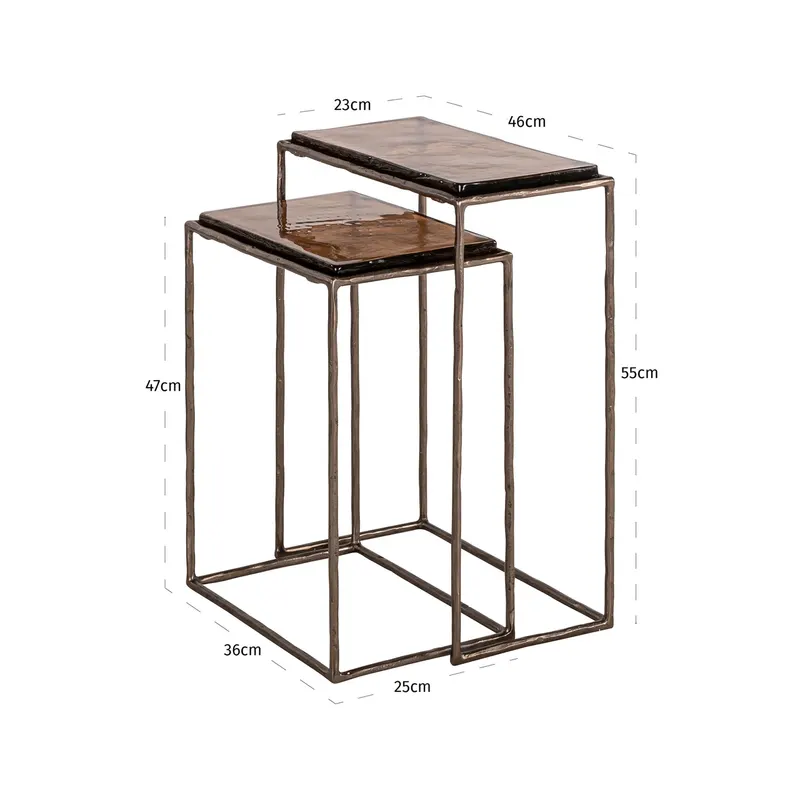 Beistelltisch Villano 2er-Set, bronzefarben von Richmond Interiors, Maßzeichnung 8