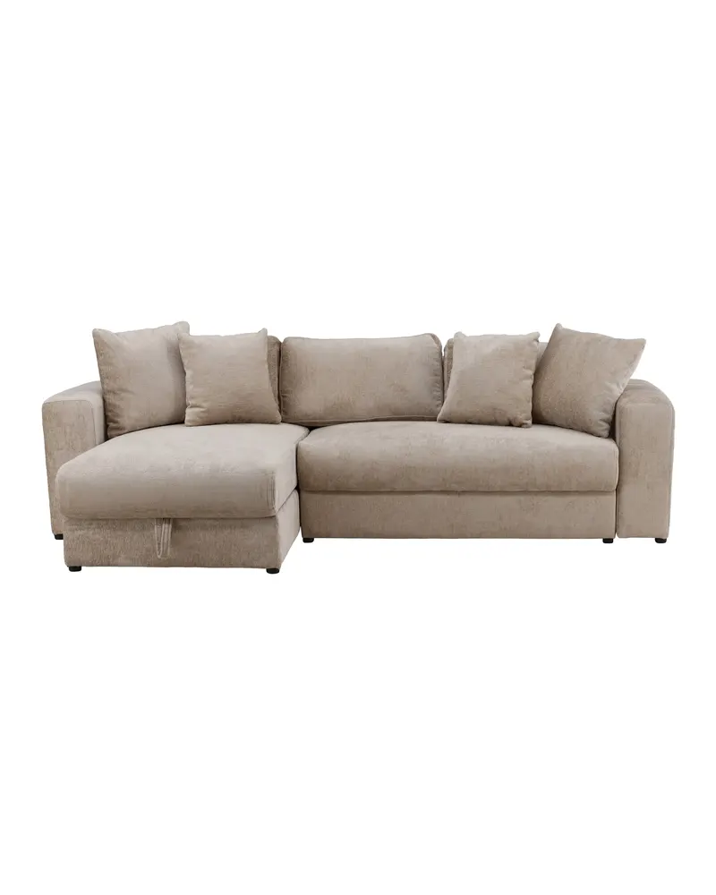 Bellman Ecksofa mit Schlaffunktion und Samtbezug, Beige