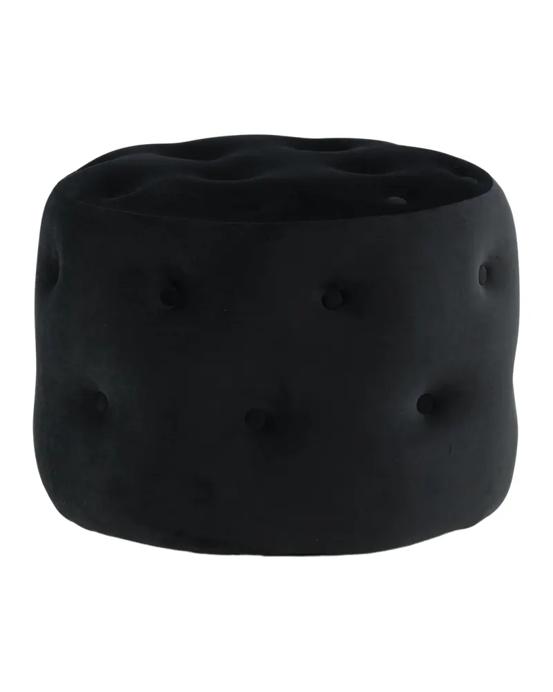 Benjamin runder Hocker mit Knopfheftung in Schwarz, Polyester-Samt, Ansicht 10