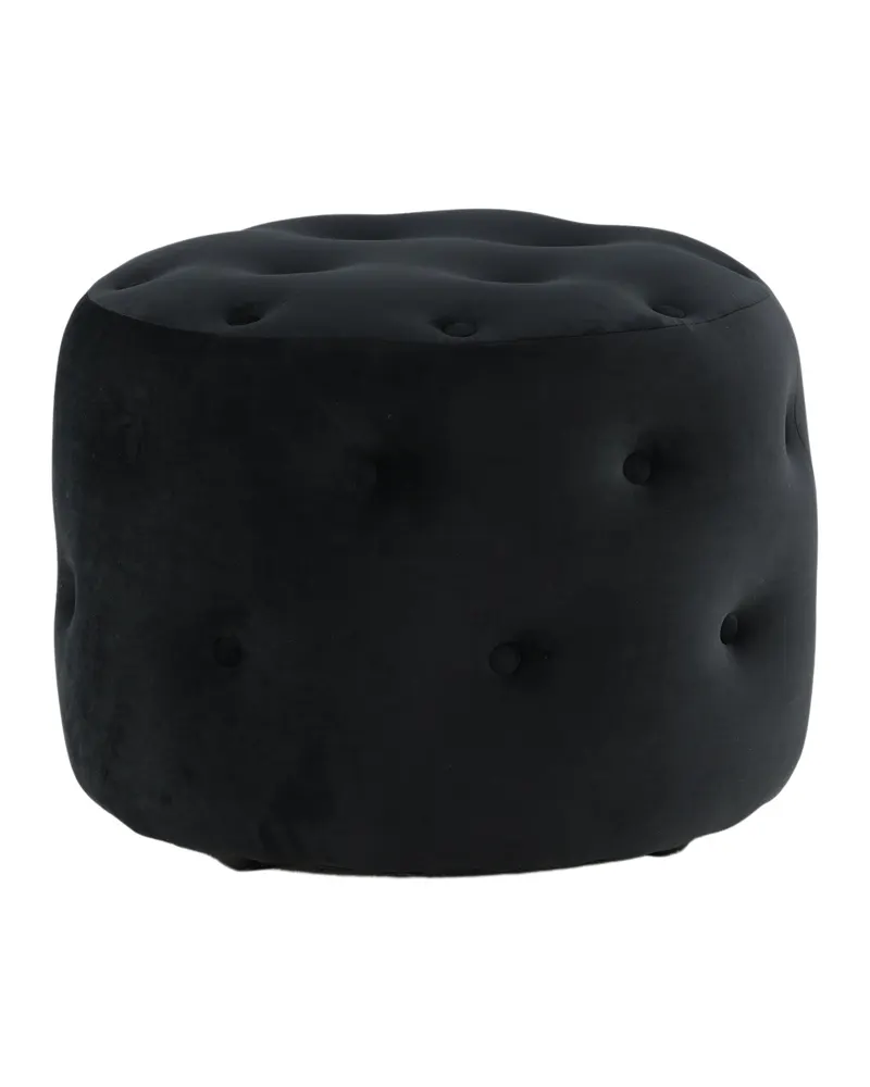 Benjamin runder Hocker mit Knopfheftung in Schwarz, Polyester-Samt, Ansicht 12