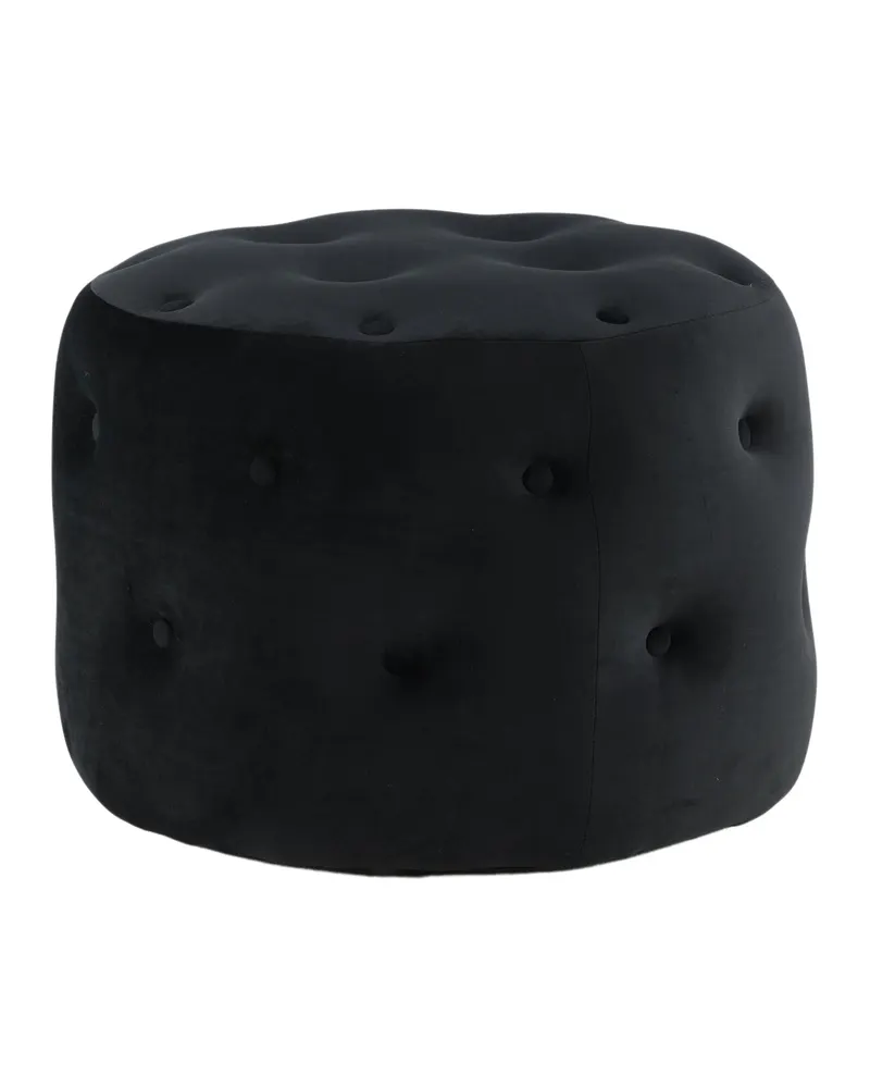 Benjamin runder Hocker mit Knopfheftung in Schwarz, Polyester-Samt, Ansicht 4