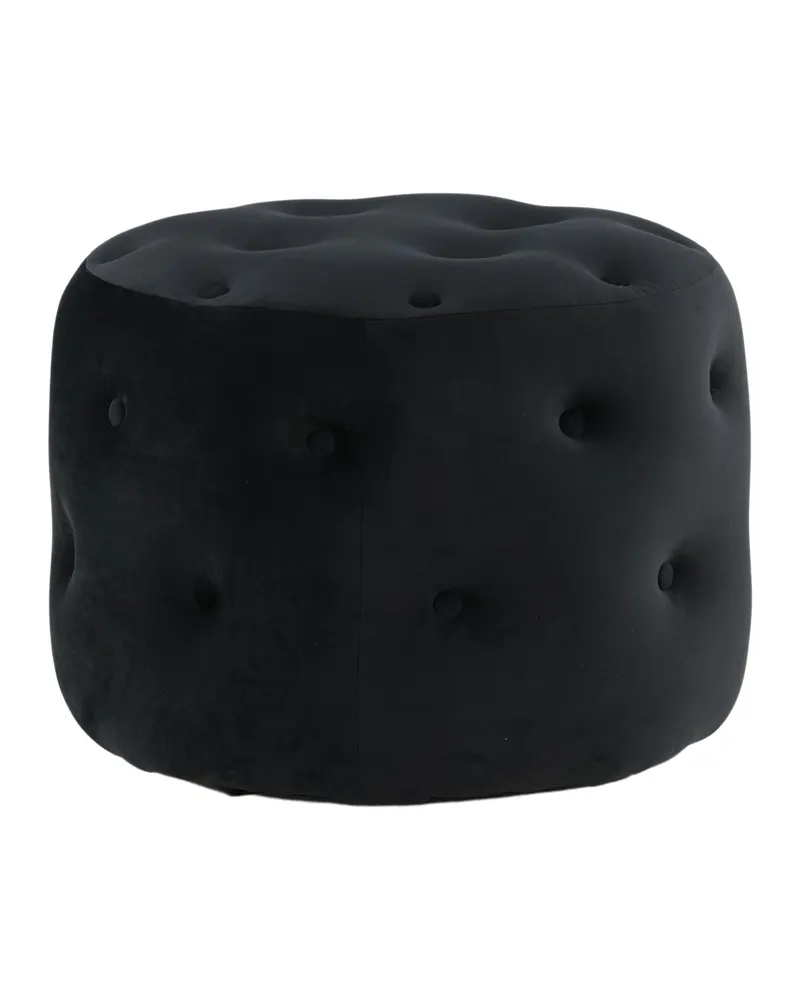Benjamin runder Hocker mit Knopfheftung in Schwarz, Polyester-Samt, Ansicht 5