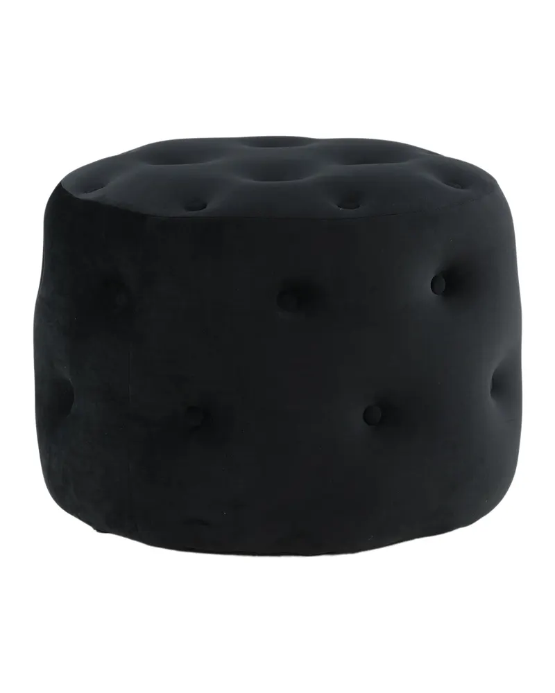 Benjamin runder Hocker mit Knopfheftung in Schwarz, Polyester-Samt, Ansicht 6
