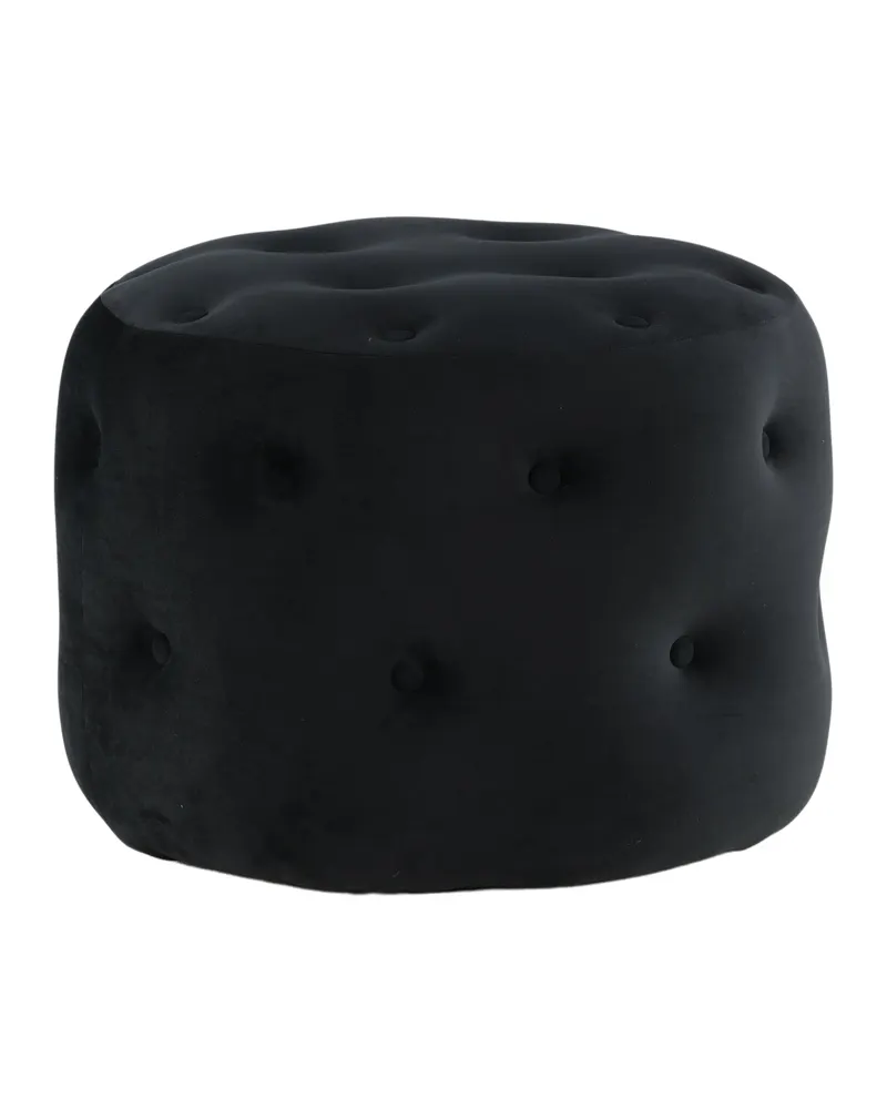 Benjamin runder Hocker mit Knopfheftung in Schwarz, Polyester-Samt, Ansicht 7