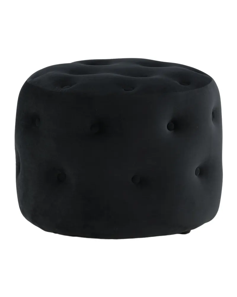 Benjamin runder Hocker mit Knopfheftung in Schwarz, Polyester-Samt, Ansicht 8
