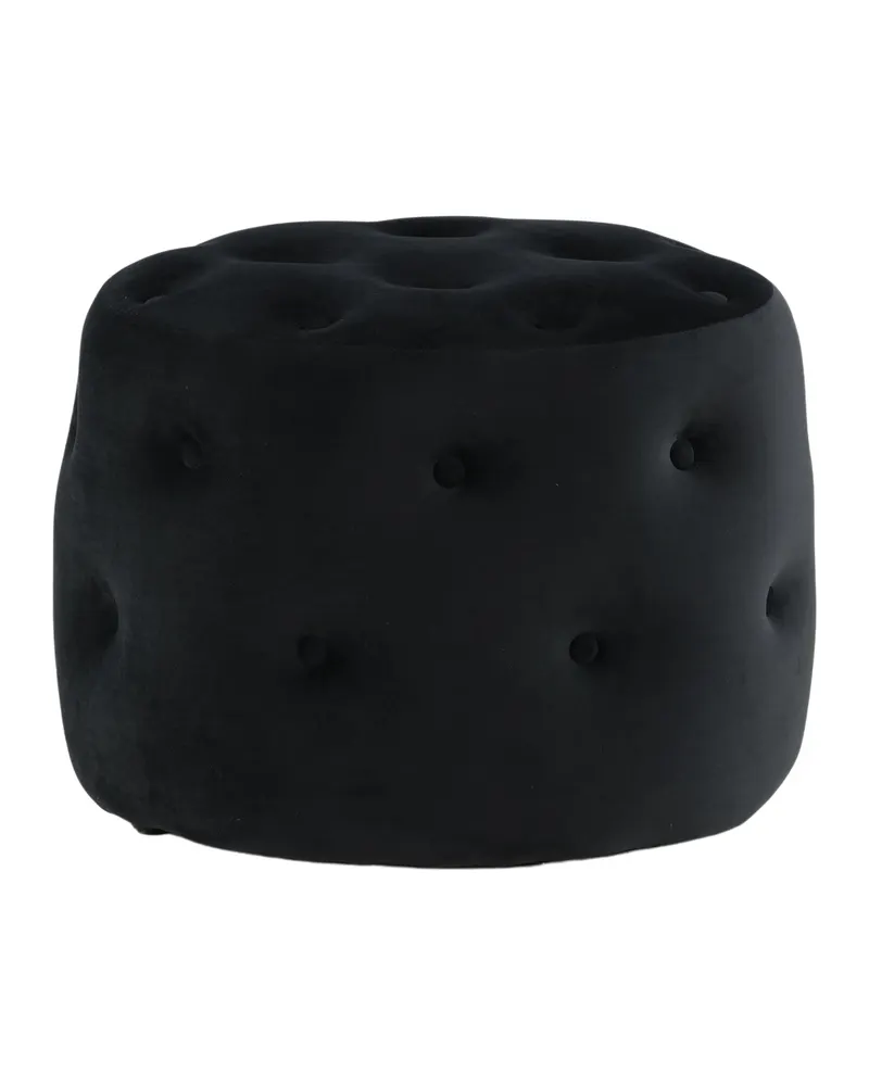 Benjamin runder Hocker mit Knopfheftung in Schwarz, Polyester-Samt, Ansicht 9