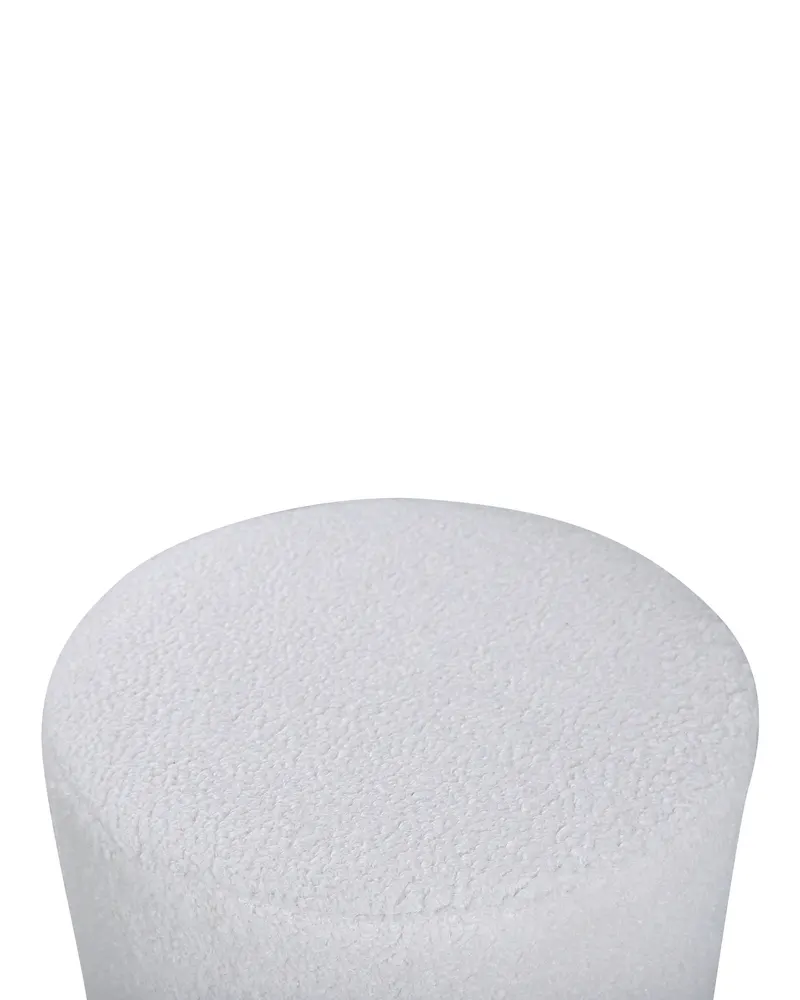 Benji zylinderförmiger Hocker mit Stahlsockel in Weiß, Gestell Schwarz, Polyester-Teddystoff, Ansicht 4