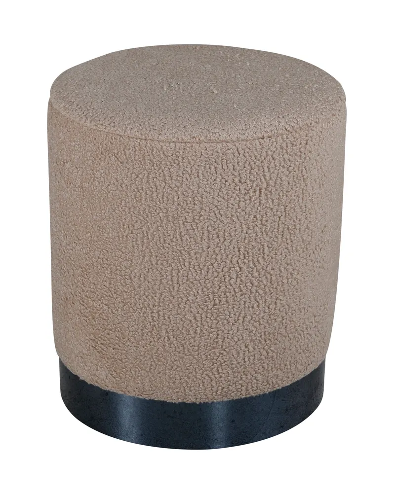 Benji kleiner Hocker in Zylinderform mit Stahlsockel, Beige, Gestell Schwarz