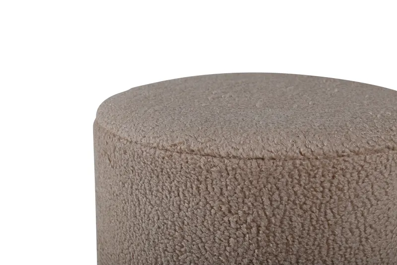Benji zylinderförmiger Hocker mit Stahlsockel in Beige, Gestell Schwarz, Polyester-Teddystoff, Ansicht 2