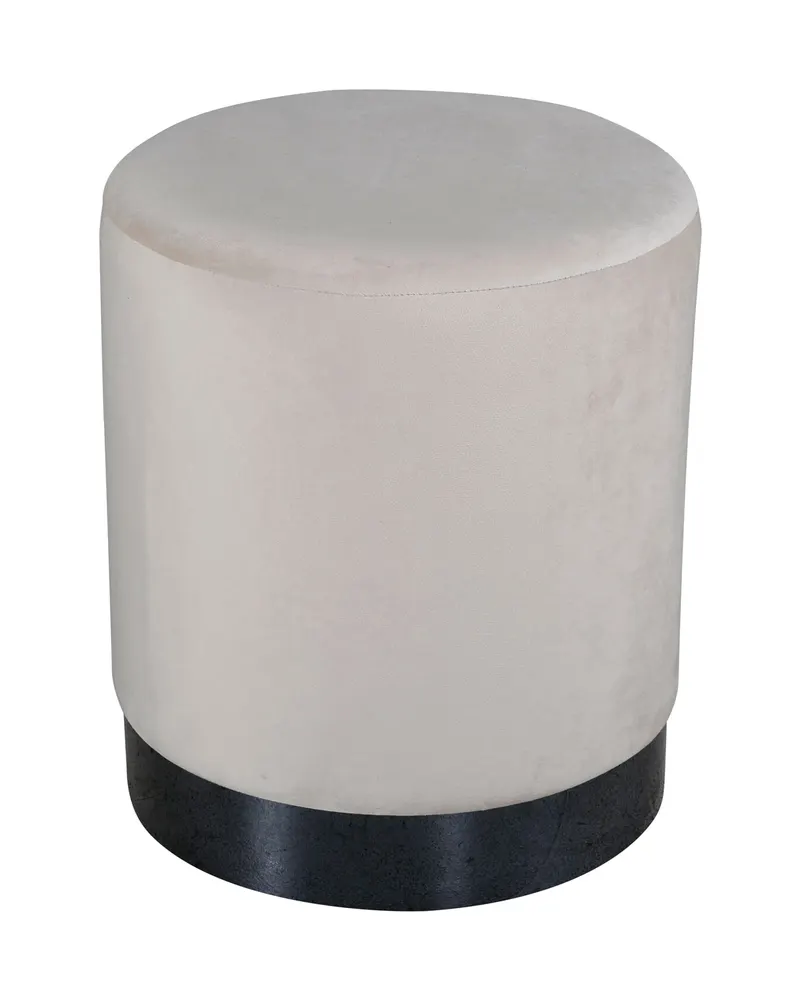 Benji kleiner Hocker in Zylinderform mit Stahlsockel, Beige, Gestell Schwarz
