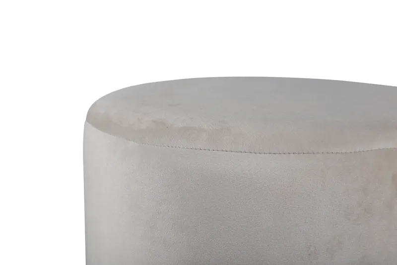 Benji zylinderförmiger Hocker mit Stahlsockel in Beige, Gestell Schwarz, Polyester-Samt, Ansicht 2