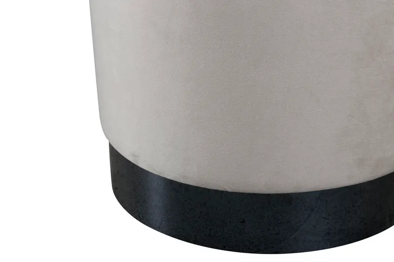 Benji zylinderförmiger Hocker mit Stahlsockel in Beige, Gestell Schwarz, Polyester-Samt, Ansicht 3