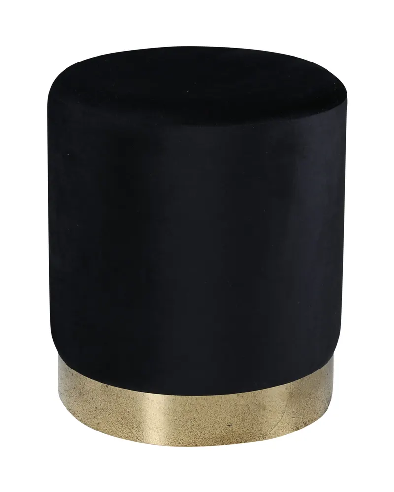 Benji zylinderförmiger Hocker mit Stahlsockel in Schwarz, Gestell Gold, Polyester-Samt, Ansicht 1