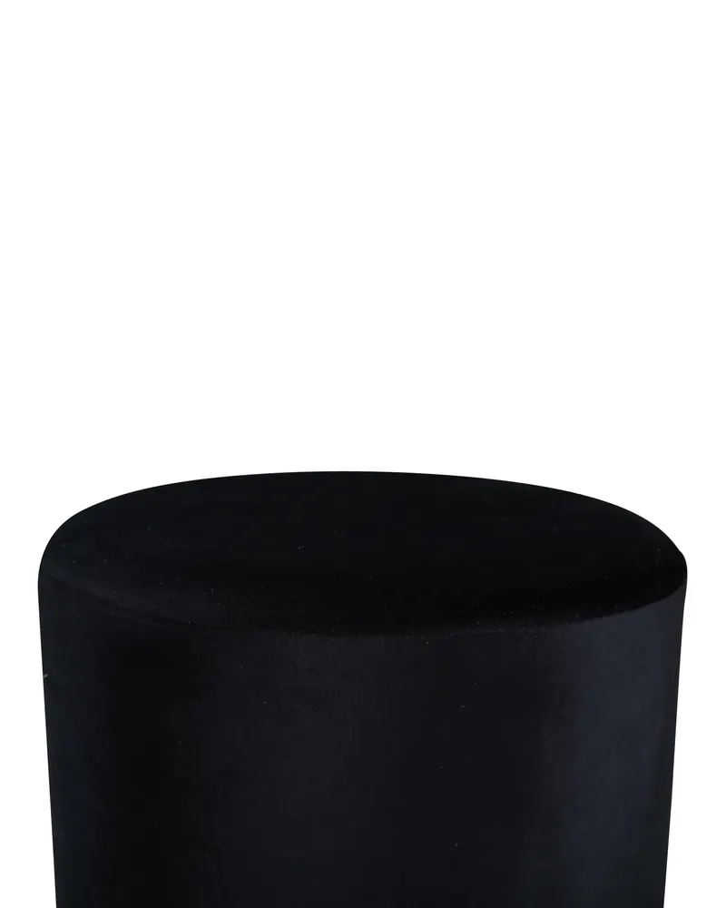 Benji zylinderförmiger Hocker mit Stahlsockel in Schwarz, Gestell Gold, Polyester-Samt, Ansicht 2