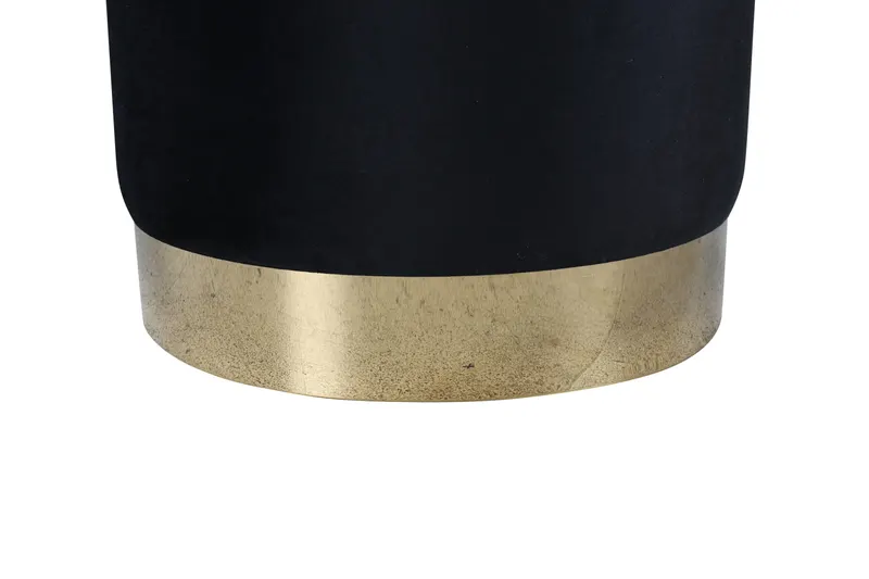 Benji zylinderförmiger Hocker mit Stahlsockel in Schwarz, Gestell Gold, Polyester-Samt, Ansicht 3