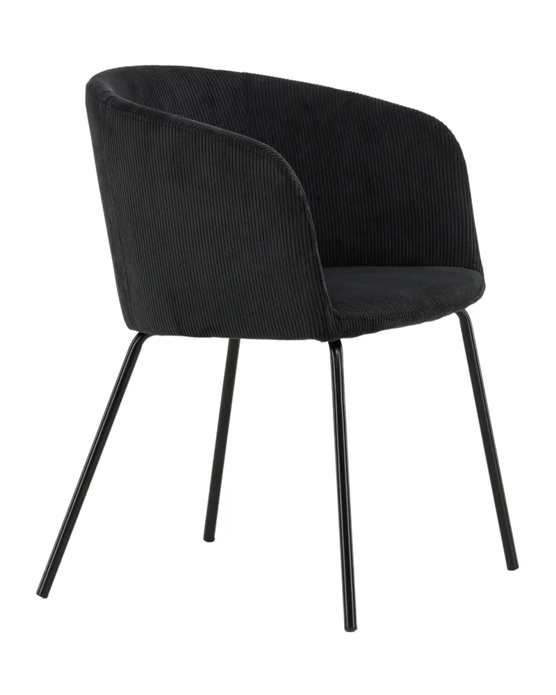 Berit Esszimmerstuhl mit Stoffbezug in Schwarz, Polyester-Cord, Ansicht 3