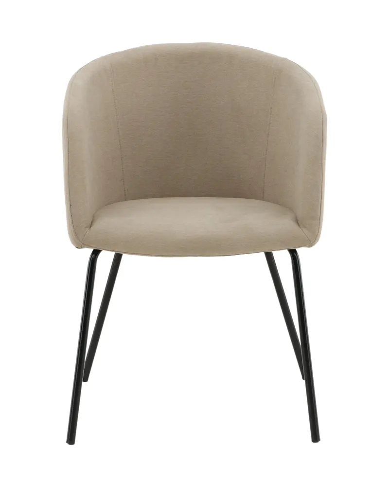 Berit Esszimmerstuhl mit Stoffbezug in Beige, Gestell Schwarz, Polyester in Leinenoptik, Ansicht 1