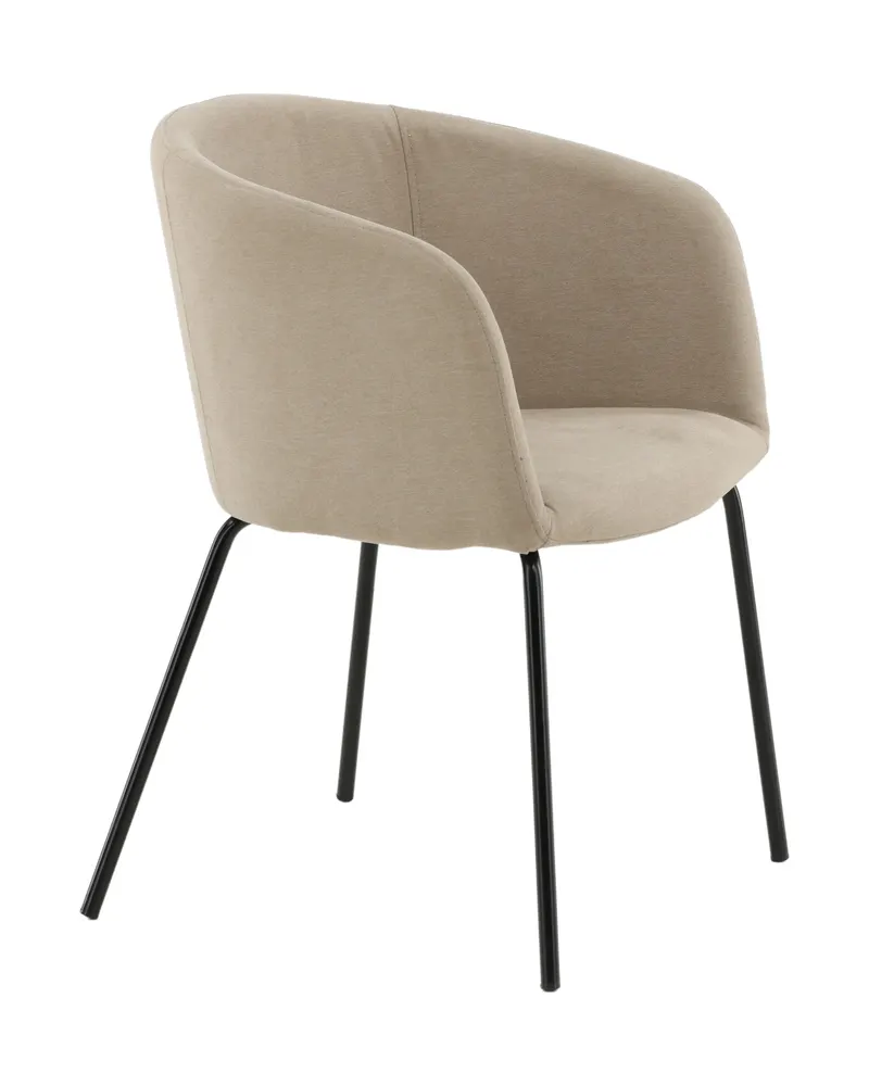 Berit Esszimmerstuhl mit Stoffbezug in Beige, Gestell Schwarz, Polyester in Leinenoptik, Ansicht 11