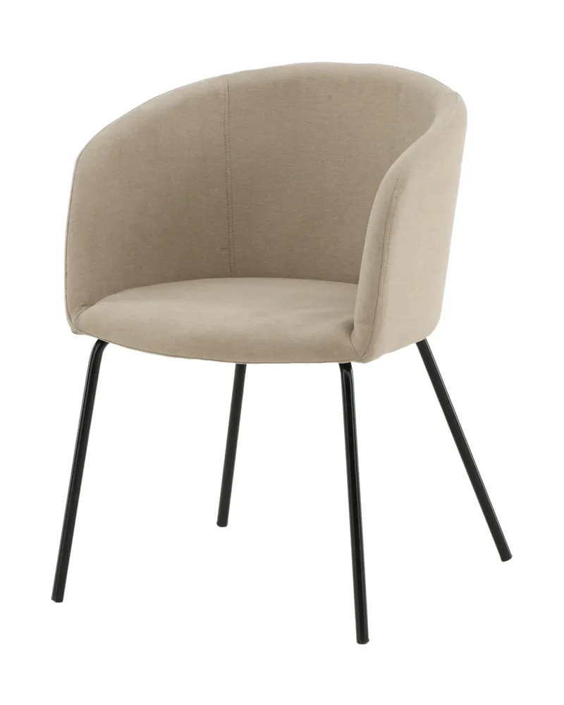 Berit Esszimmerstuhl mit Stoffbezug in Beige, Gestell Schwarz, Polyester in Leinenoptik, Ansicht 2