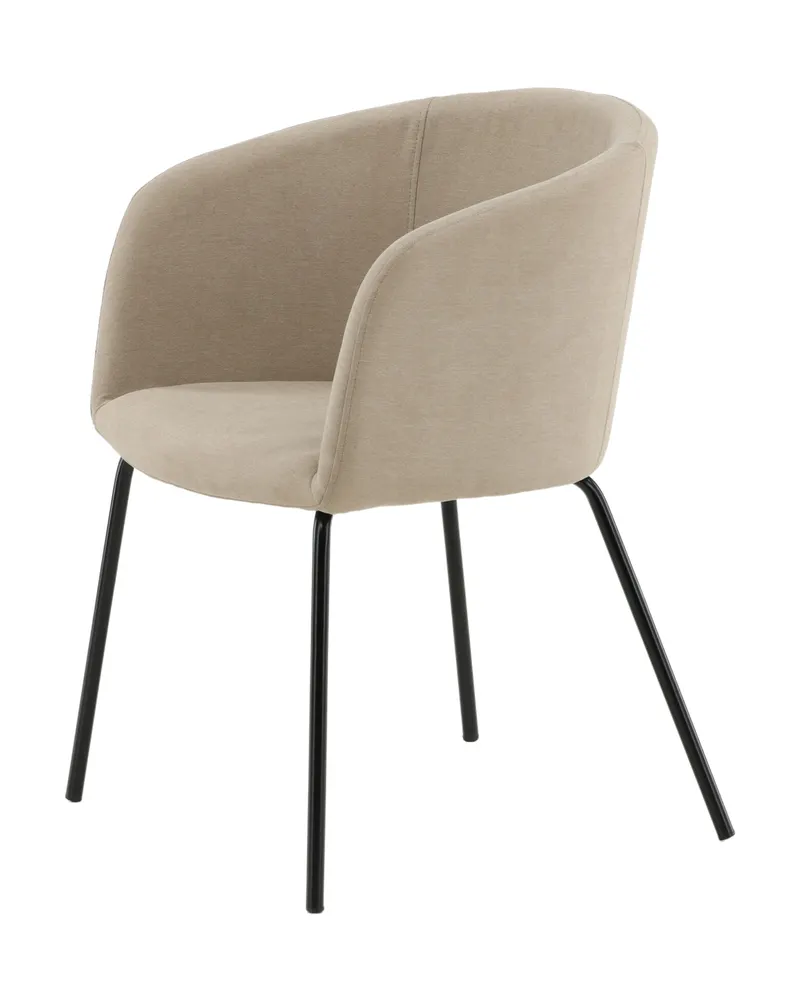 Berit Esszimmerstuhl mit Stoffbezug in Beige, Gestell Schwarz, Polyester in Leinenoptik, Ansicht 3