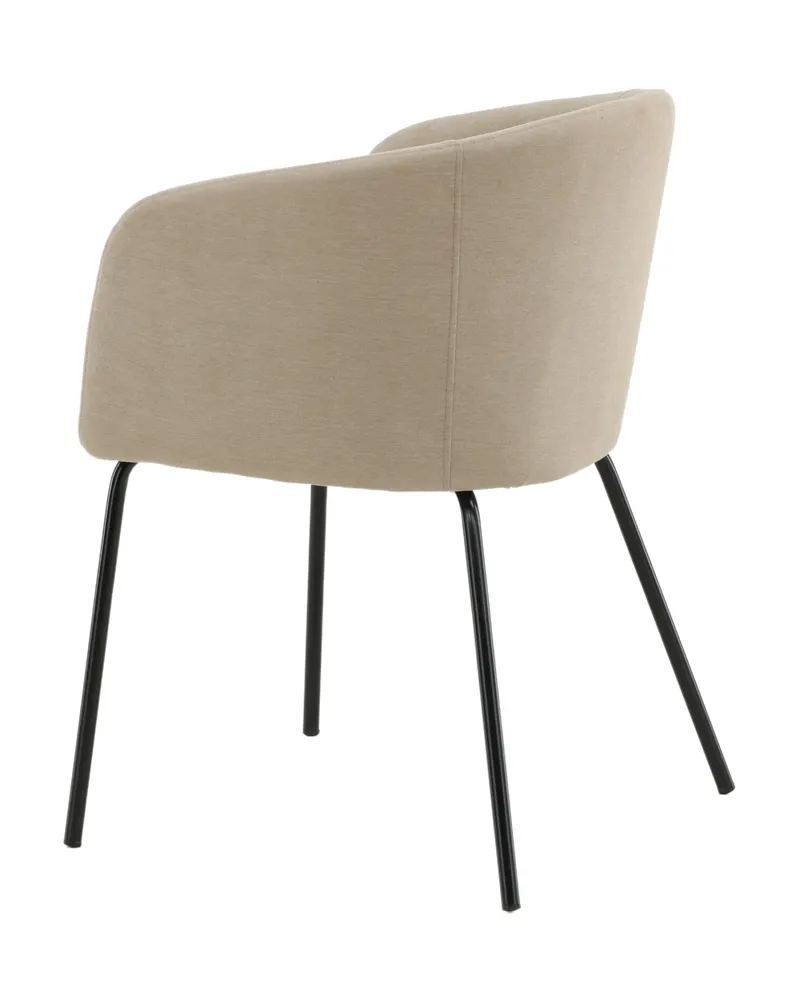 Berit Esszimmerstuhl mit Stoffbezug in Beige, Gestell Schwarz, Polyester in Leinenoptik, Ansicht 5