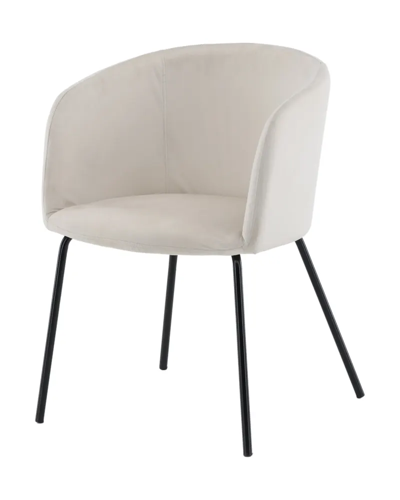 Berit Esszimmerstuhl mit Stoffbezug in Beige, Gestell Schwarz, Polyester in Leinenoptik, Polyester-Samt, Ansicht 2
