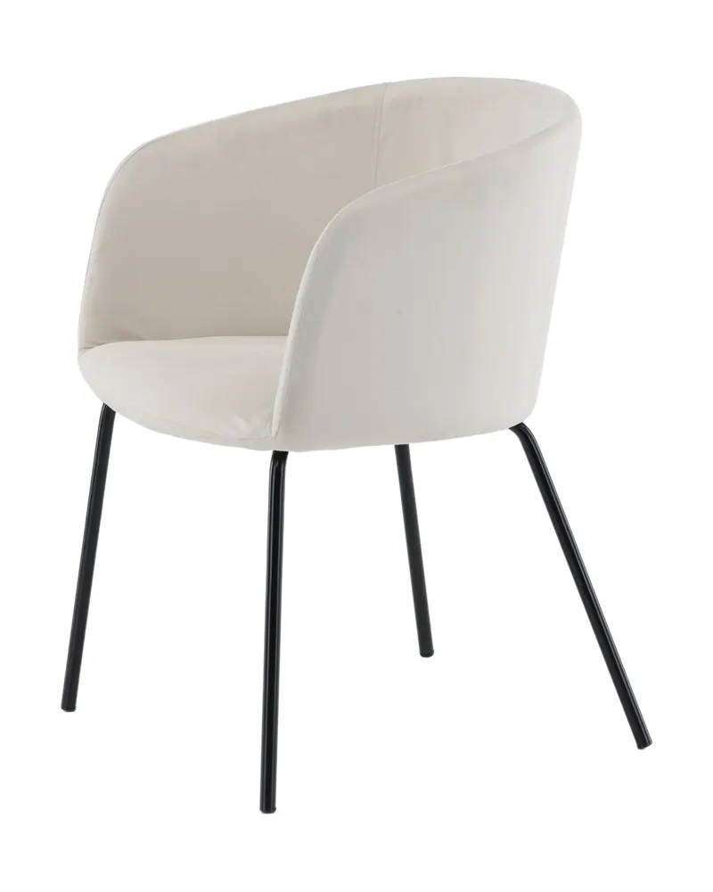Berit Esszimmerstuhl mit Stoffbezug in Beige, Gestell Schwarz, Polyester in Leinenoptik, Polyester-Samt, Ansicht 3