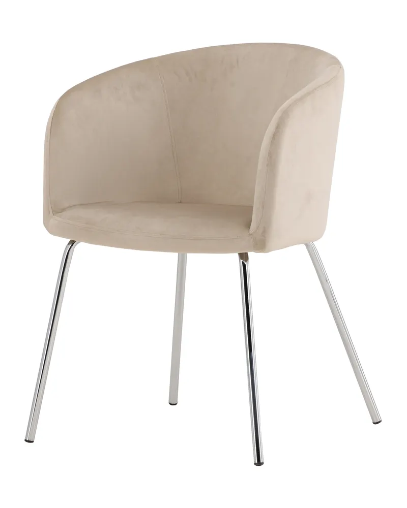Berit Esszimmerstuhl mit Stoffbezug in Beige, Gestell Silber, Polyester-Samt, Ansicht 1