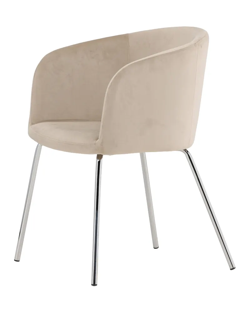 Berit Esszimmerstuhl mit Stoffbezug in Beige, Gestell Silber, Polyester-Samt, Ansicht 6