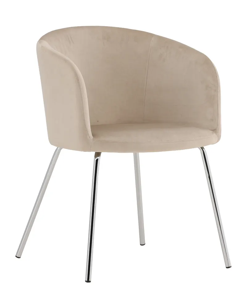 Berit Esszimmerstuhl mit Stoffbezug in Beige, Gestell Silber, Polyester-Samt, Ansicht 12