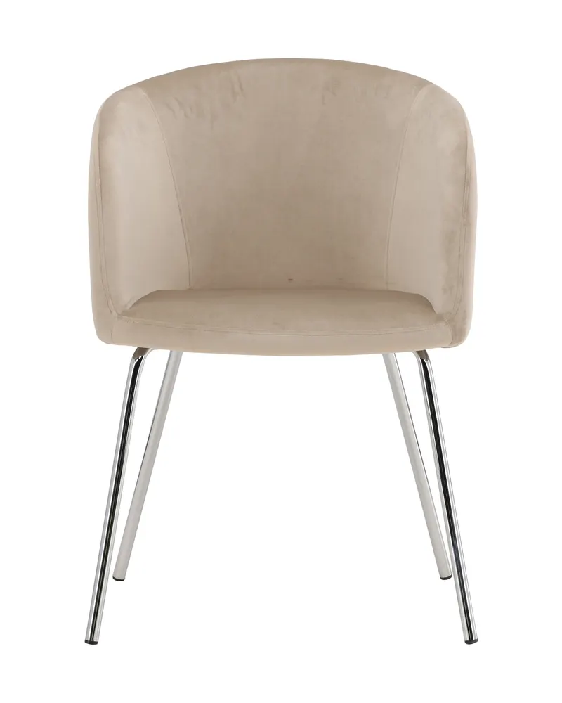 Berit Esszimmerstuhl mit Stoffbezug in Beige, Gestell Silber, Polyester-Samt, Ansicht 2