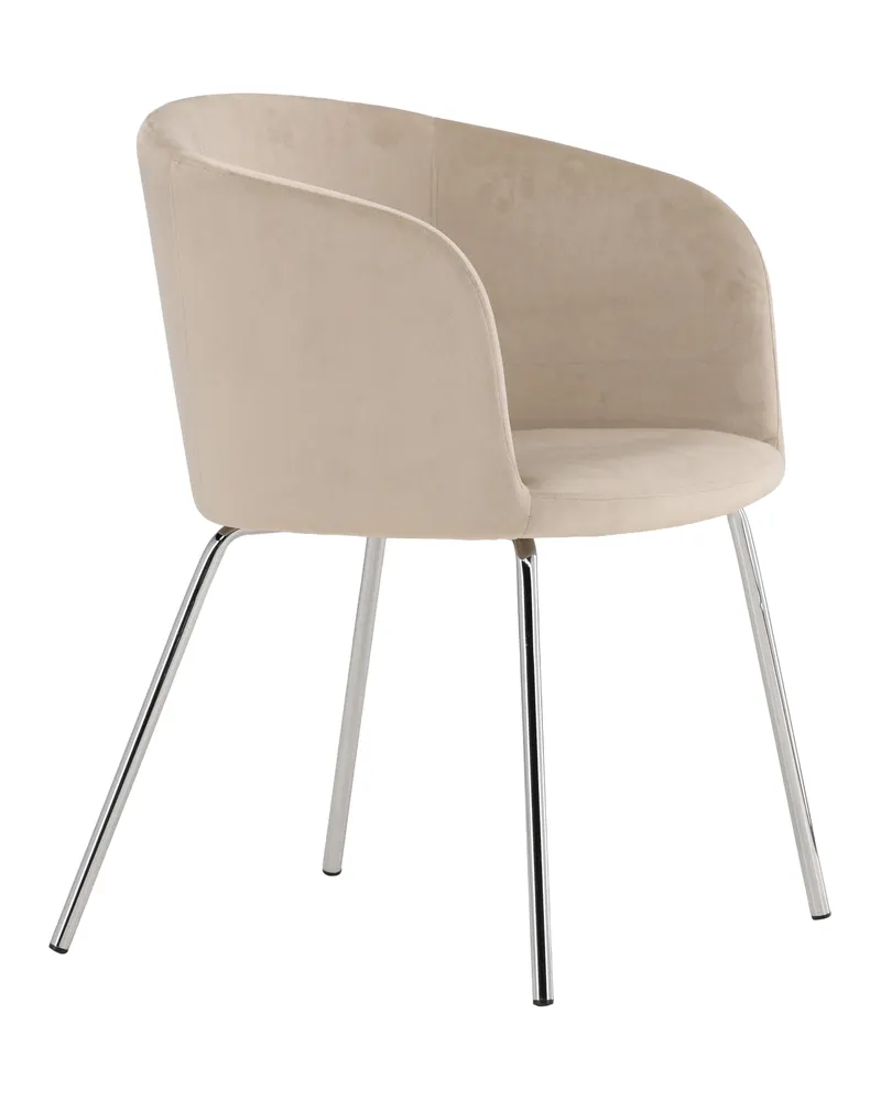Berit Esszimmerstuhl mit Stoffbezug in Beige, Gestell Silber, Polyester-Samt, Ansicht 3